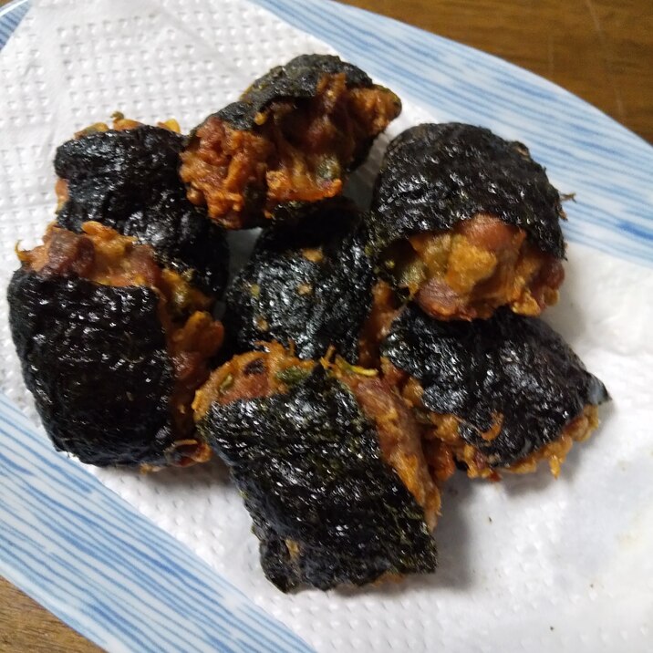 豚肉とエノキの海苔はさみ揚げ